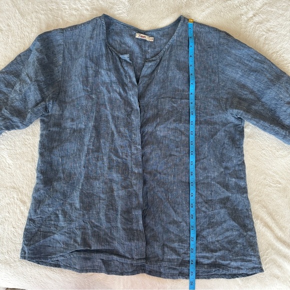 Faherty 100% Linen Short Sleeve Button Down Women's Blouse - Size Large - Picture 4 of 9